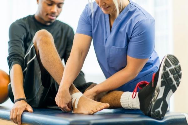 Physical therapy for pain and injury management.