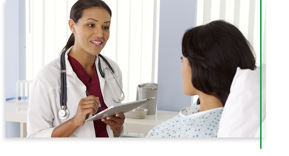 doctor talking to a woman